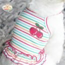 Striped Lace Trim Sling with Cherry Embroidery