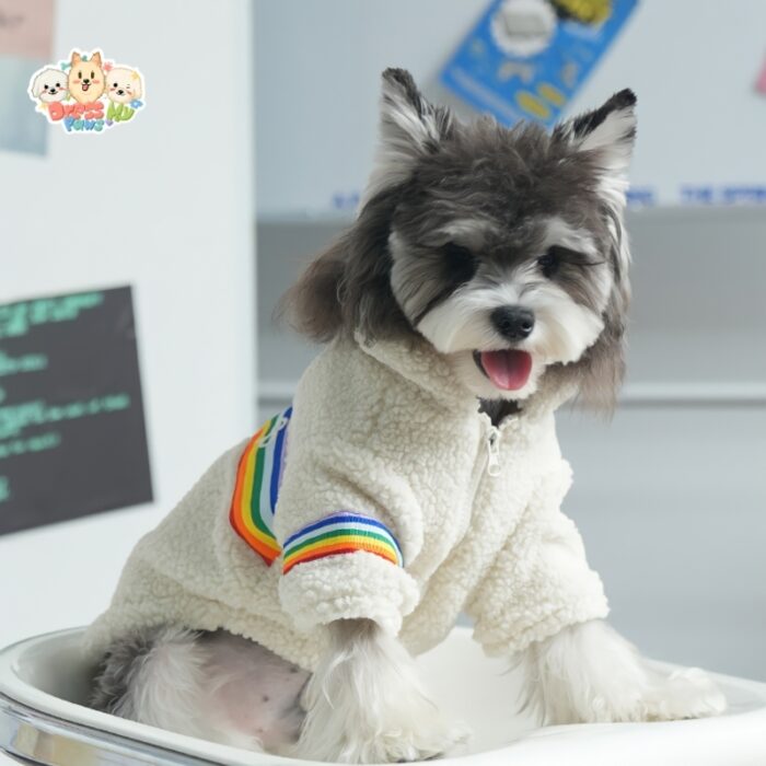 JA2435 287-293 (4) Rainbow stripe fleece dog jacket