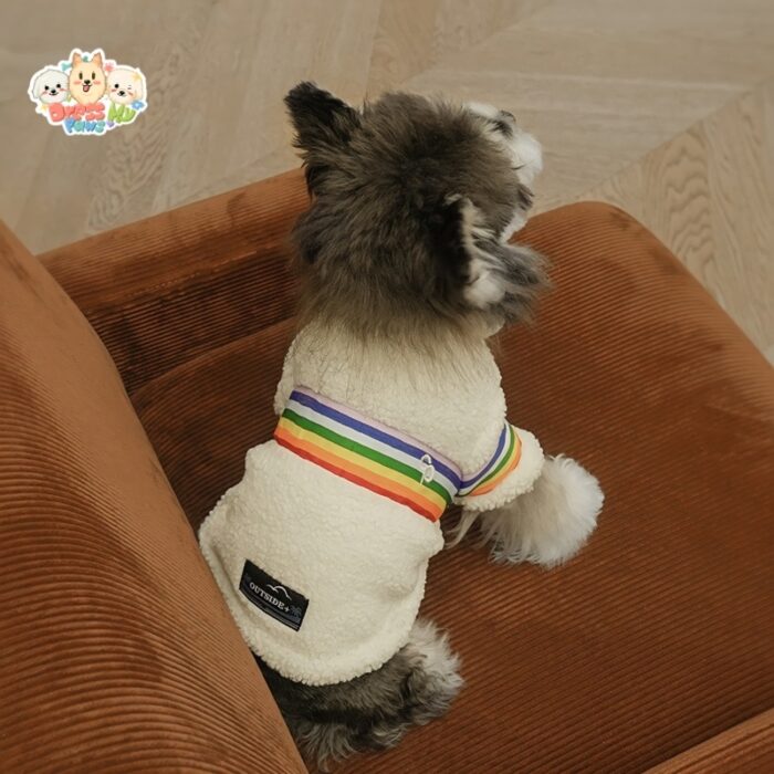 JA2435 287-293 (5) Rainbow Stripe Fleece Dog Jacket