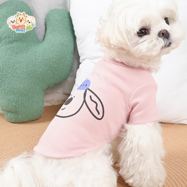 ja2567 154-161 (7) Adorable Dog Print T-Shirt atmungsaktives hundeshirt mit hundegesicht-print