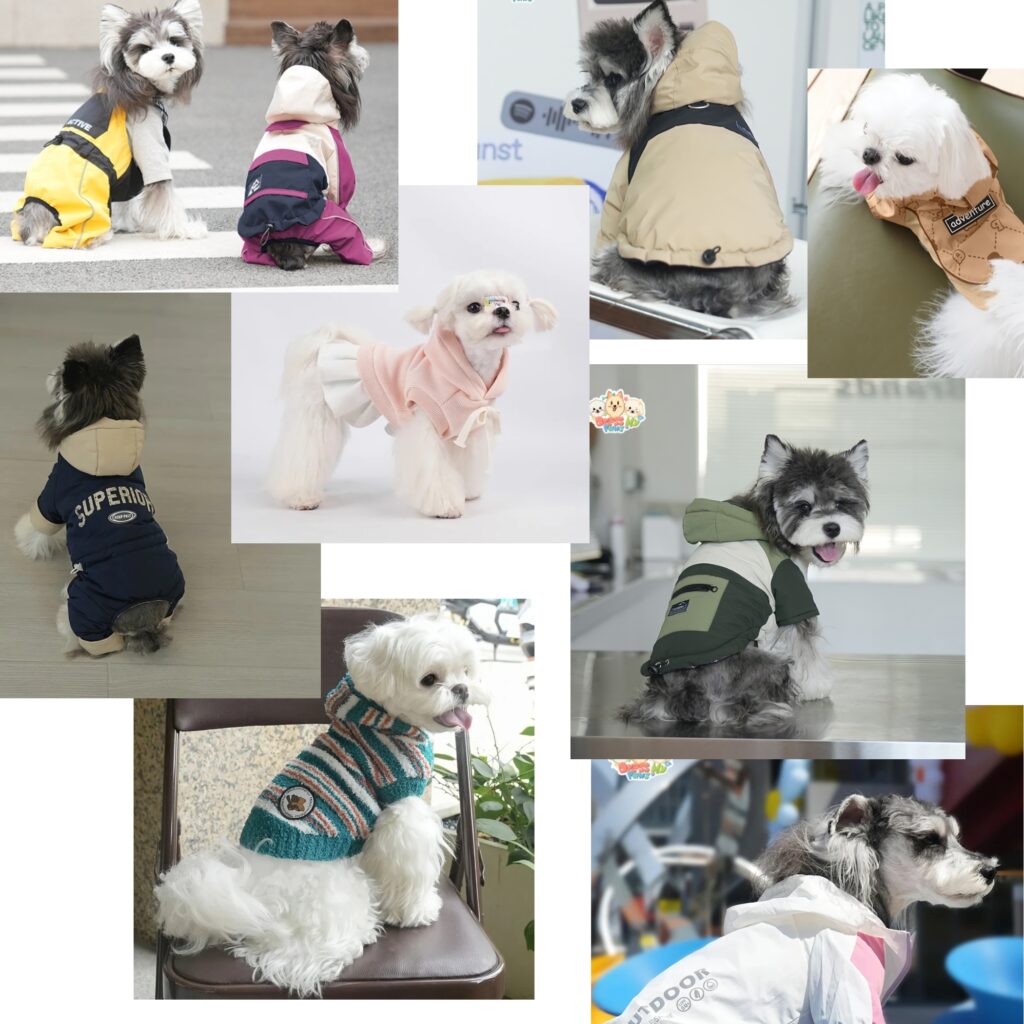 A collage of different hoodie styles available at DressMyPaws