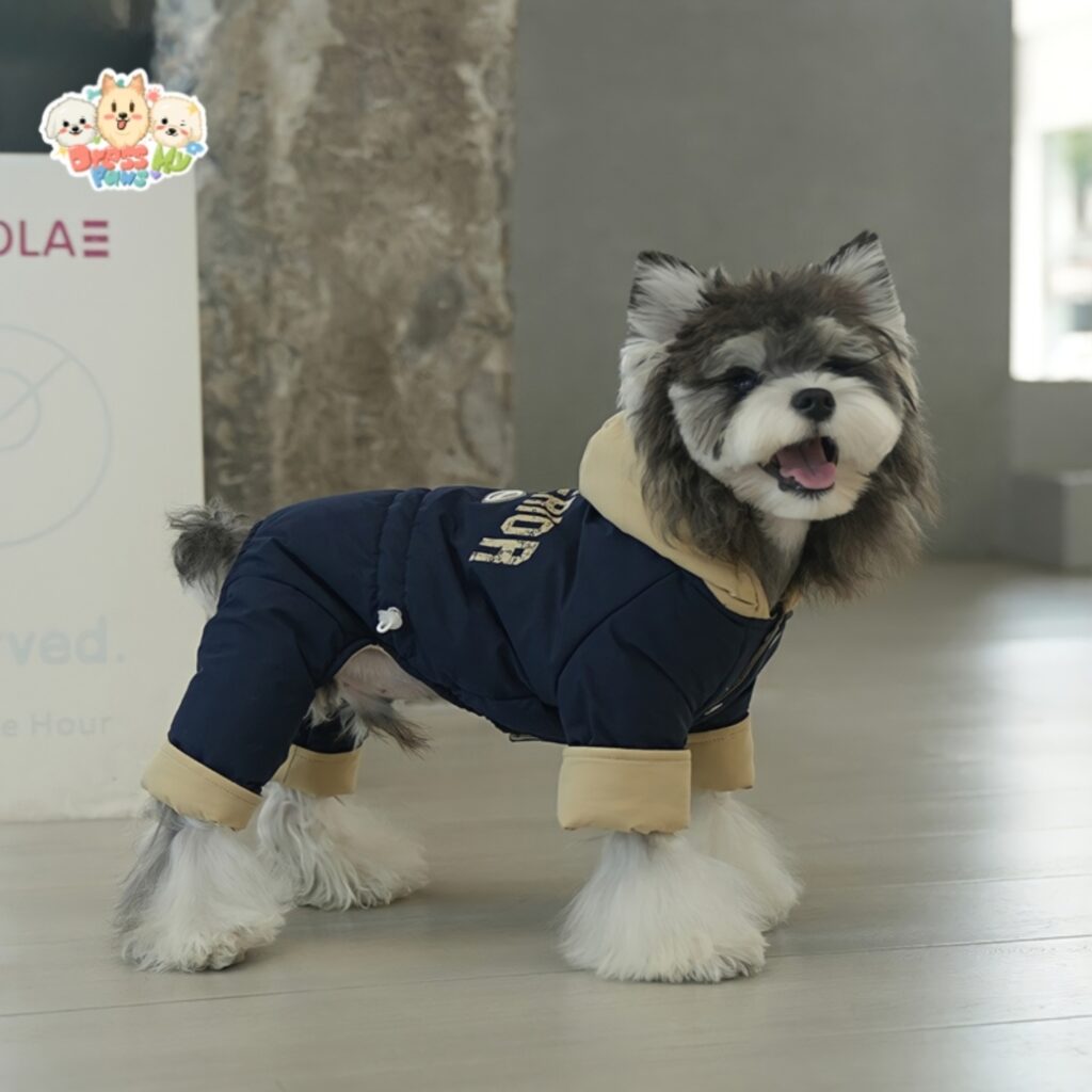 A high-quality dog wearing a hoodie