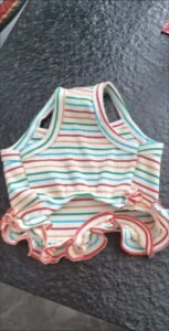 Striped Lace Trim Sling with Cherry Embroidery